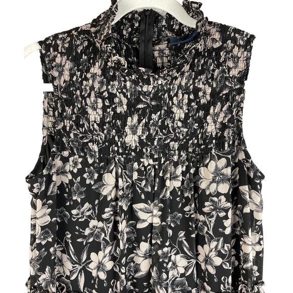 Just Taylor Black‎ & Pink Tiered Swing Dress with Smocked Neckline Size 8 - Picture 4 of 11